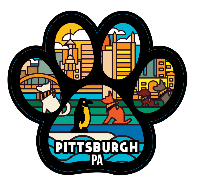Pittsburgh Skyline Paw Print Sticker - Toni Unleashed