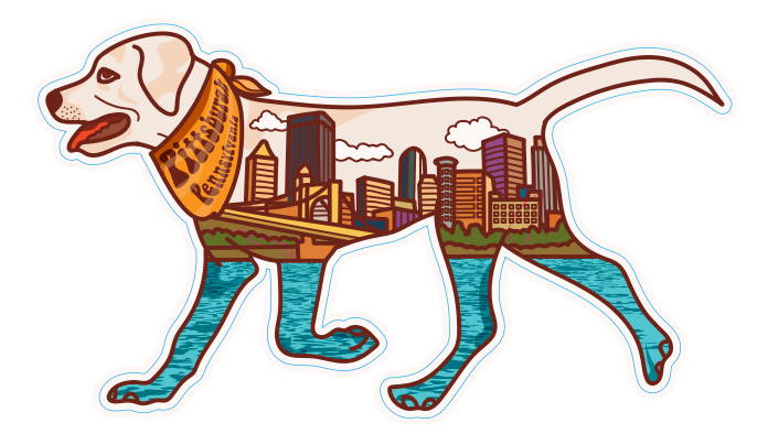 Pittsburgh Skyline in Labrador Sticker