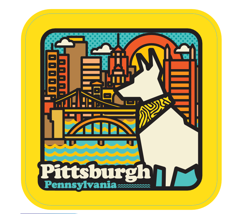 Pittsburgh City Skyline Dog Sticker - Toni Unleashed